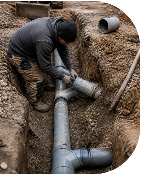 Ремонт наружной канализации для частного дома в Кузнецке